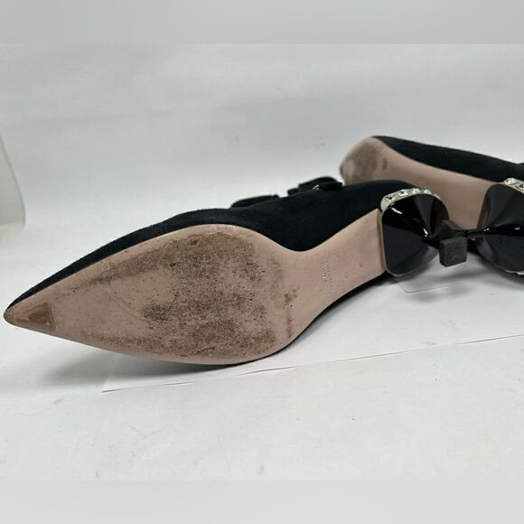 Miu Miu Women's Black Suede Kitten Heel Rhine Stone Sock Boots Size 40 US 10 - Picture 11 of 14